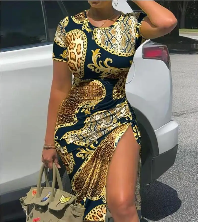 Sexy Printing Bodycon Dress Women Fashion Short Sleeve Drawstring Slim Fit Mini Dress Casual Irregular Club Party Dresses
Sexy Printing Bodycon Dress Women Fashion Short Sleeve Drawstring Slim Fit Mini Dress Casual Irregular Club Party Dresses