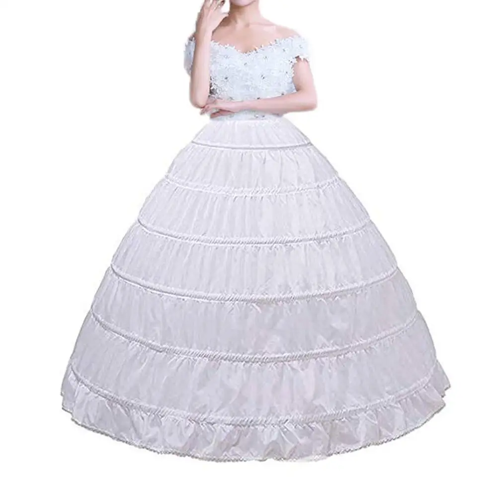 

Sexy Gathered Women Crinoline 6 Hoops Skirt Ball Gown Petticoats Slips Floor Length Full Shape Underskirts for Wedding Dress