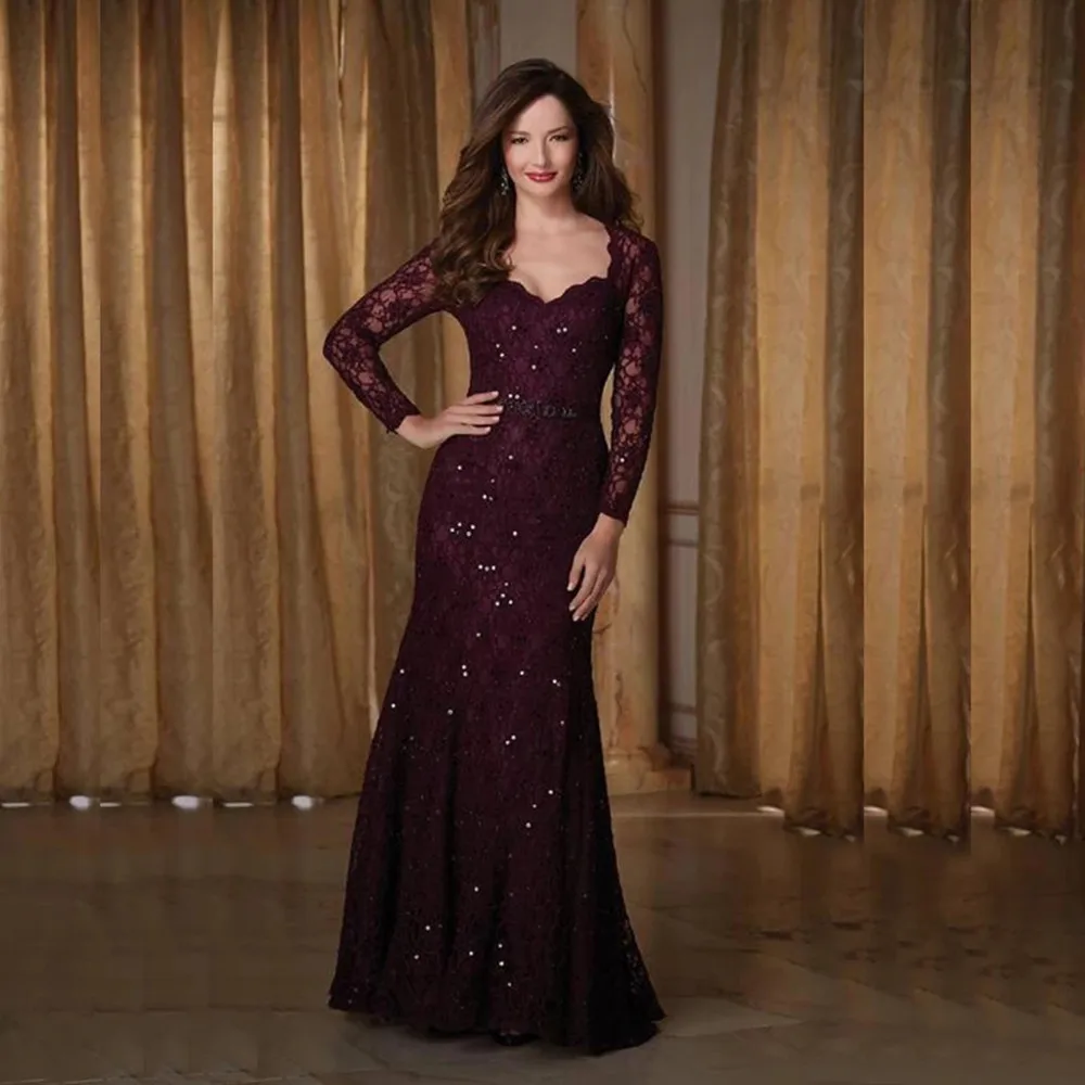 Purple Mother Of The Bride Dresses Mermaid Sweetheart Long Sleeves Lace Beaded Long Elegant Groom Mother Dresses Wedding
Purple Mother Of The Bride Dresses Mermaid Sweetheart Long Sleeves Lace Beaded Long Elegant Groom Mother Dresses Wedding