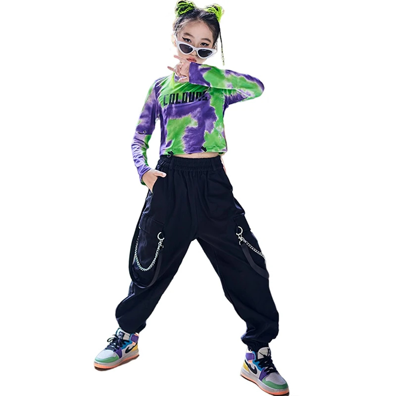 Girls Tie Dyed Crop Tops Jazz Dance Costume Black Hip Hop Pants Long Sleeves Hip-Hop Suit Catwalk Modern Street Dancewear
Girls Tie Dyed Crop Tops Jazz Dance Costume Black Hip Hop Pants Long Sleeves Hip-Hop Suit Catwalk Modern Street Dancewear