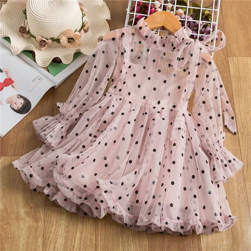 Spring Girls Princess Dress Kids Long Sleeve Tulle Mesh Polka Dot Bowknot Fairy Frocks Children Summer Birthday Party Costume
Spring Girls Princess Dress Kids Long Sleeve Tulle Mesh Polka Dot Bowknot Fairy Frocks Children Summer Birthday Party Costume