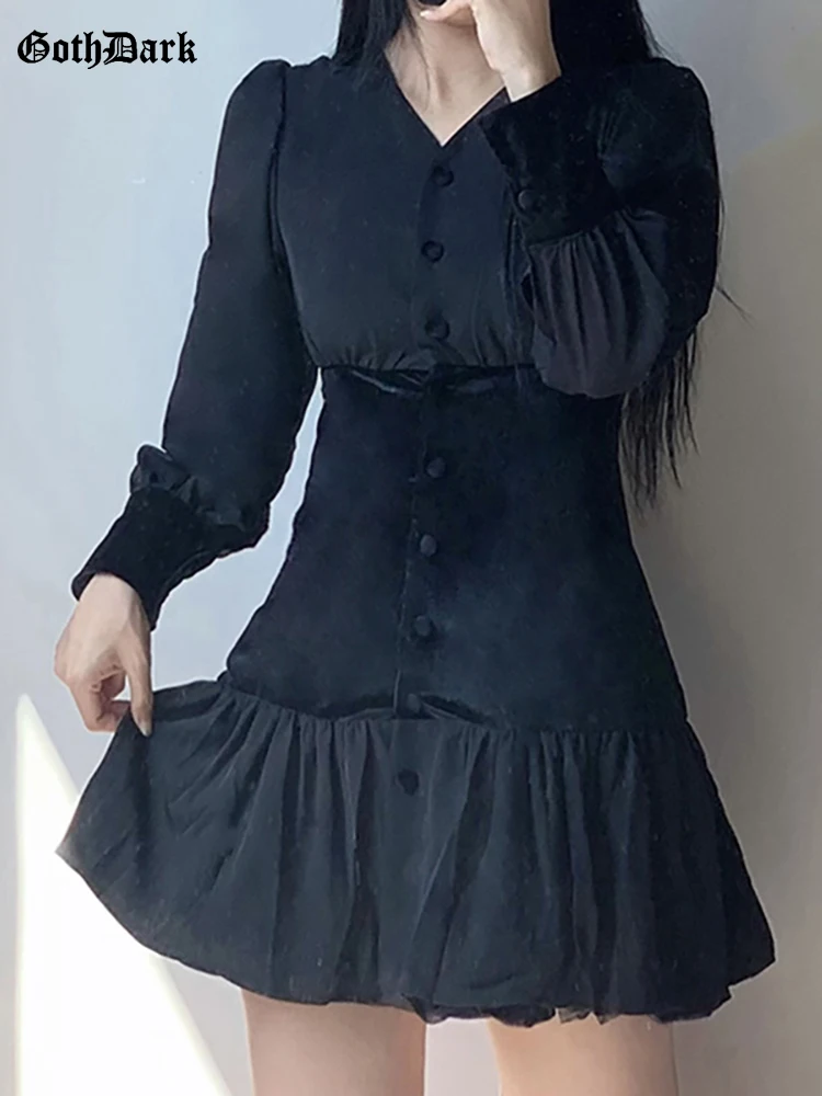 Goth Dark Vintage Mall Gothic Velvet Autumn Women Dresses Pleated Long Sleeve Grunge Mini Dress Party A-line Black Alt Clothes
Goth Dark Vintage Mall Gothic Velvet Autumn Women Dresses Pleated Long Sleeve Grunge Mini Dress Party A-line Black Alt Clothes