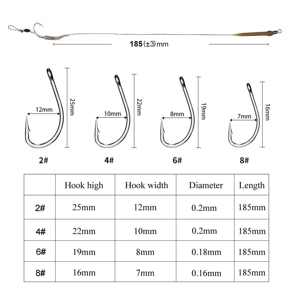 Carp Hook Carp Hair Rigs 2# 4# 6# 8# 6pcs Boilie Bait Rig Boilie Stopper Curved Barb Fishing Silver With Leader Line Durable
Carp Hook Carp Hair Rigs 2# 4# 6# 8# 6pcs Boilie Bait Rig Boilie Stopper Curved Barb Fishing Silver With Leader Line Durable