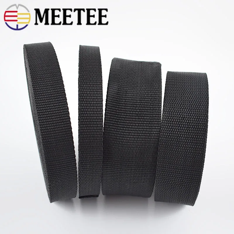 

5Meters 2mm Thick Balck Nylon Webbing Tapes 10-50mm Backpack Strap For Outdoor Belt Garment Decor Ribbon DIY Sewing Accessories