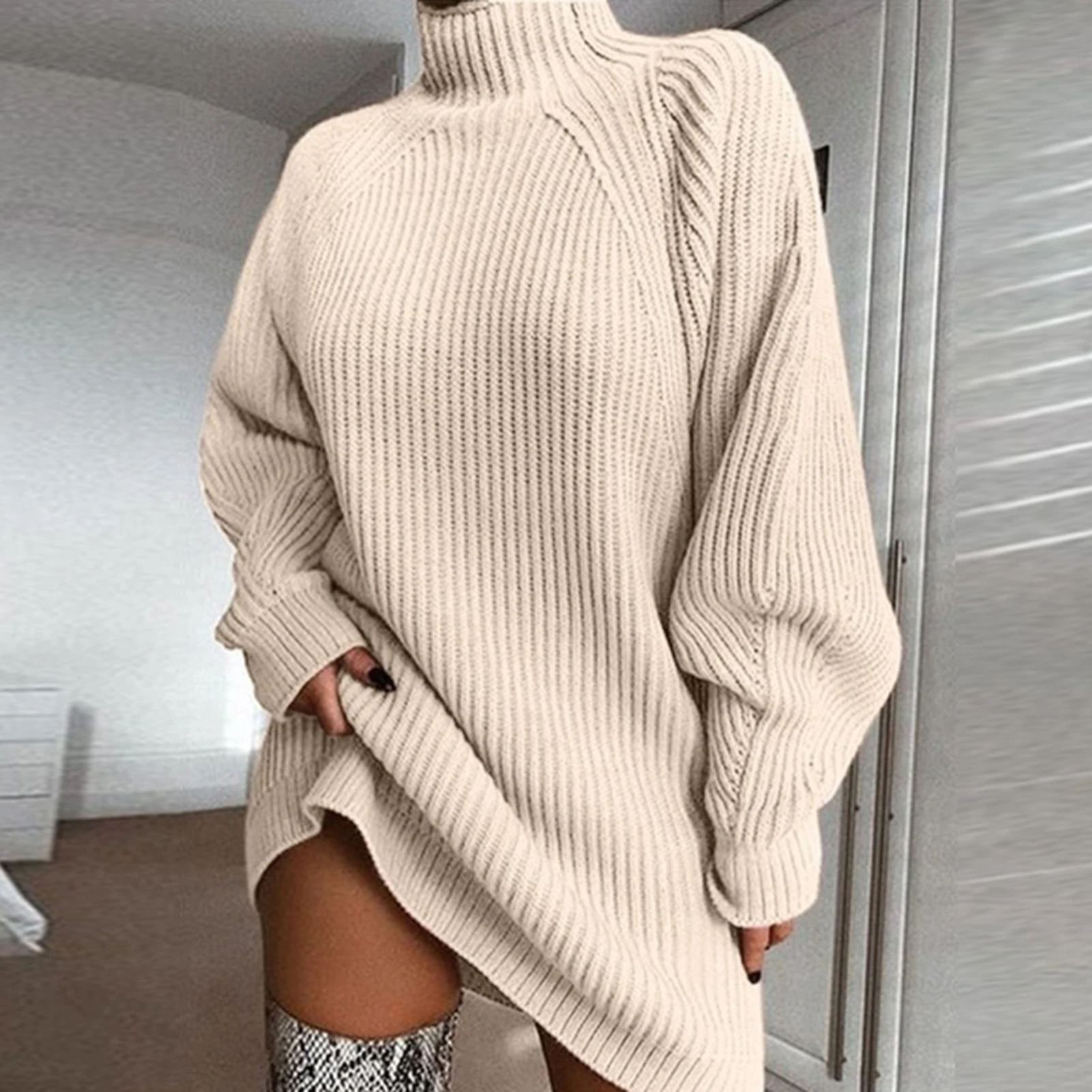 Women Crochet Sweater Dress Solid Color Raglan Sleeve Sweater Dress Pullover Turtleneck Sweaters Dress Female Winter Daily Wear
Women Crochet Sweater Dress Solid Color Raglan Sleeve Sweater Dress Pullover Turtleneck Sweaters Dress Female Winter Daily Wear