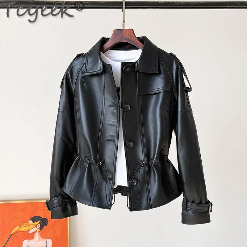 Tcyeek Sheepskin Genuine Leather Jacket Spring Autumn Women's Clothing Waist New Leather Jackets for Women Epaulet Chaquetas LM
Tcyeek Sheepskin Genuine Leather Jacket Spring Autumn Women's Clothing Waist New Leather Jackets for Women Epaulet Chaquetas LM