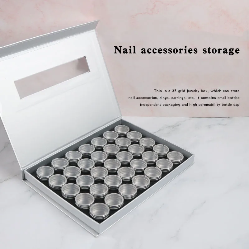 Nail Art Jewelry Glitter Powder Accessories Container Storage Box 35pcs Aluminum Bottles Rhinestones Manicure Container Tool 
Nail Art Jewelry Glitter Powder Accessories Container Storage Box 35pcs Aluminum Bottles Rhinestones Manicure Container Tool