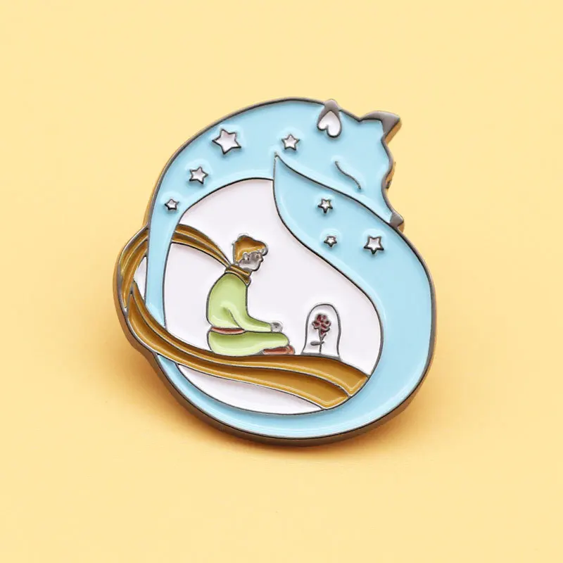 

XM-funny Cute little prince fox brooch personality anime metal cartoon badge pin collar pin anime accessories