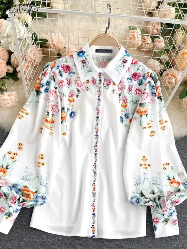 Women Party Elegant Blouse 2022 Spring Holiday Printed Tops ZANZEA Fashion Puff Sleeve Blusas Lady French Casual Shirt Oversized
Women Party Elegant Blouse 2022 Spring Holiday Printed Tops ZANZEA Fashion Puff Sleeve Blusas Lady French Casual Shirt Oversized