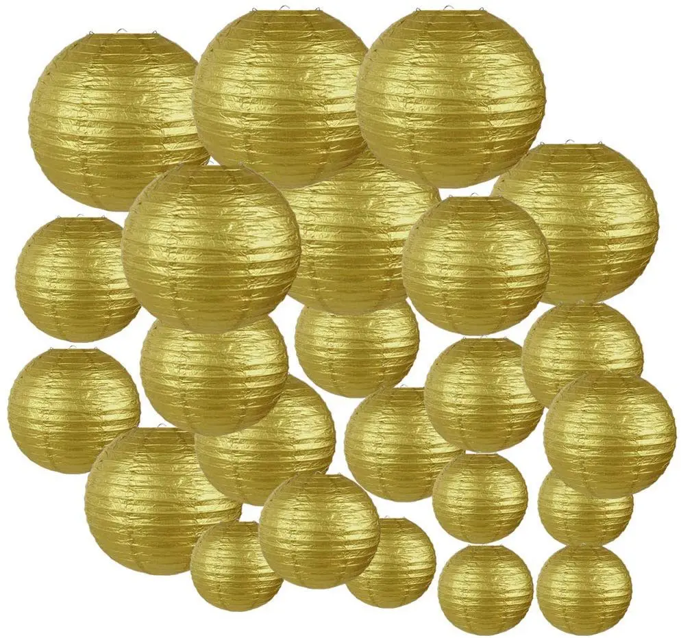 24 pcs 6"-12" Gold Paper Lanterns Chinese Japanese Paper Lanterns for Wedding Party Halloween Hanging Decor Favor
24 pcs 6"-12" Gold Paper Lanterns Chinese Japanese Paper Lanterns for Wedding Party Halloween Hanging Decor Favor