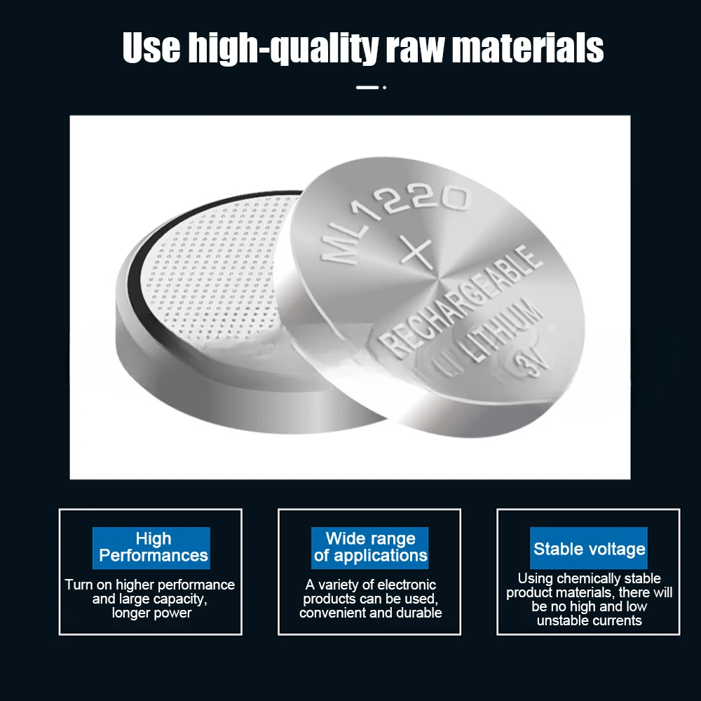 1-10PCS CR1220 ML1220 1220 3V Lithium Rechargeable Battery Back Up Button Coin Cell For Laptop Motherboard Replace
1-10PCS CR1220 ML1220 1220 3V Lithium Rechargeable Battery Back Up Button Coin Cell For Laptop Motherboard Replace