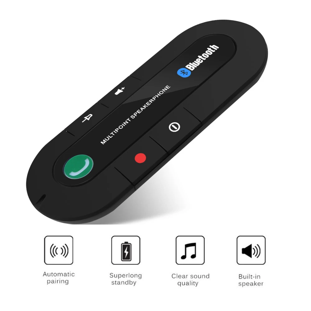 Беспроводной автомобильный Bluetooth-комплект громкой связи 4,1, солнцезащитный козырек, Bluetooth-динамик, громкая связь, MP3-плеер, автомобильное зарядное устройство 
Беспроводной автомобильный Bluetooth-комплект громкой связи 4,1, солнцезащитный козырек, Bluetooth-динамик, громкая связь, MP3-плеер, автомобильное зарядное устройство