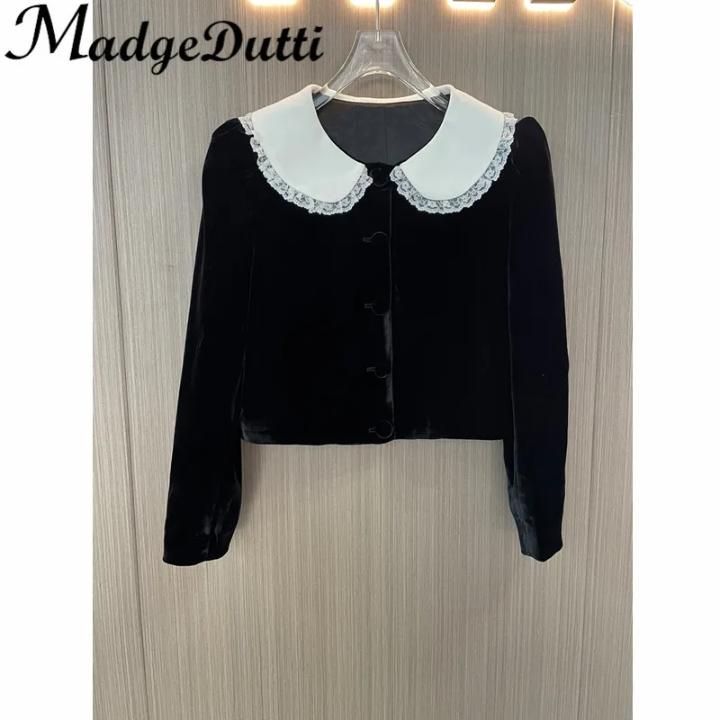 11.8 MadgeDutti Fashion Temperament Contrast Color Lace Doll Collar Patchwork Silk Velvet Short Jacket Women
11.8 MadgeDutti Fashion Temperament Contrast Color Lace Doll Collar Patchwork Silk Velvet Short Jacket Women