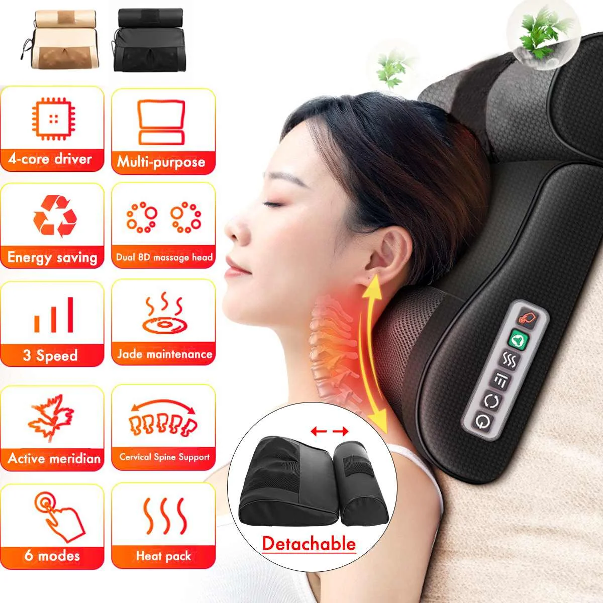 2 in 1 Newest Massage Pillow with Car Home Duel Use Easy Carry Neck Back Shoulder Waist Body Massager EU plug/US plug
2 in 1 Newest Massage Pillow with Car Home Duel Use Easy Carry Neck Back Shoulder Waist Body Massager EU plug/US plug