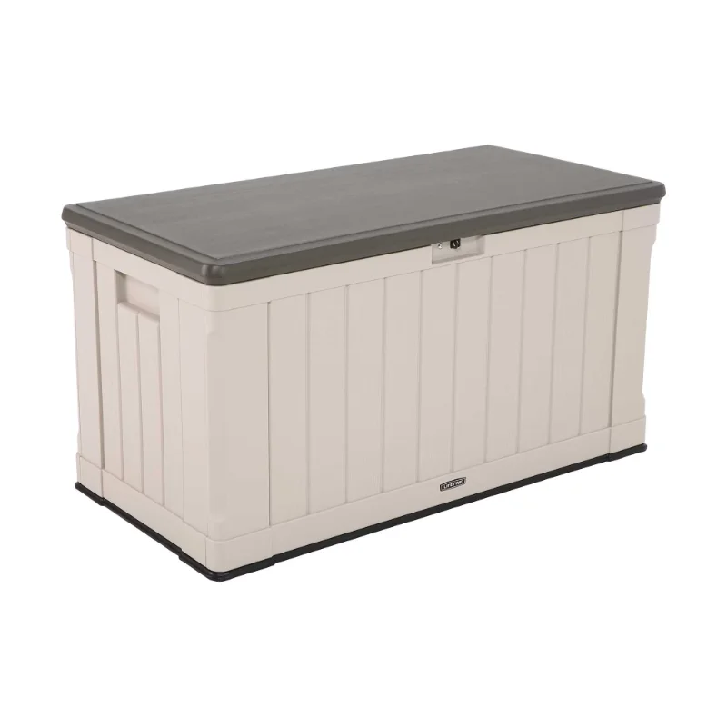

Lifetime Heavy-Duty 116 Gallon Plastic Deck Box, Desert Sand Gabinete Organiseurs De Rangement Compartment Storage Box