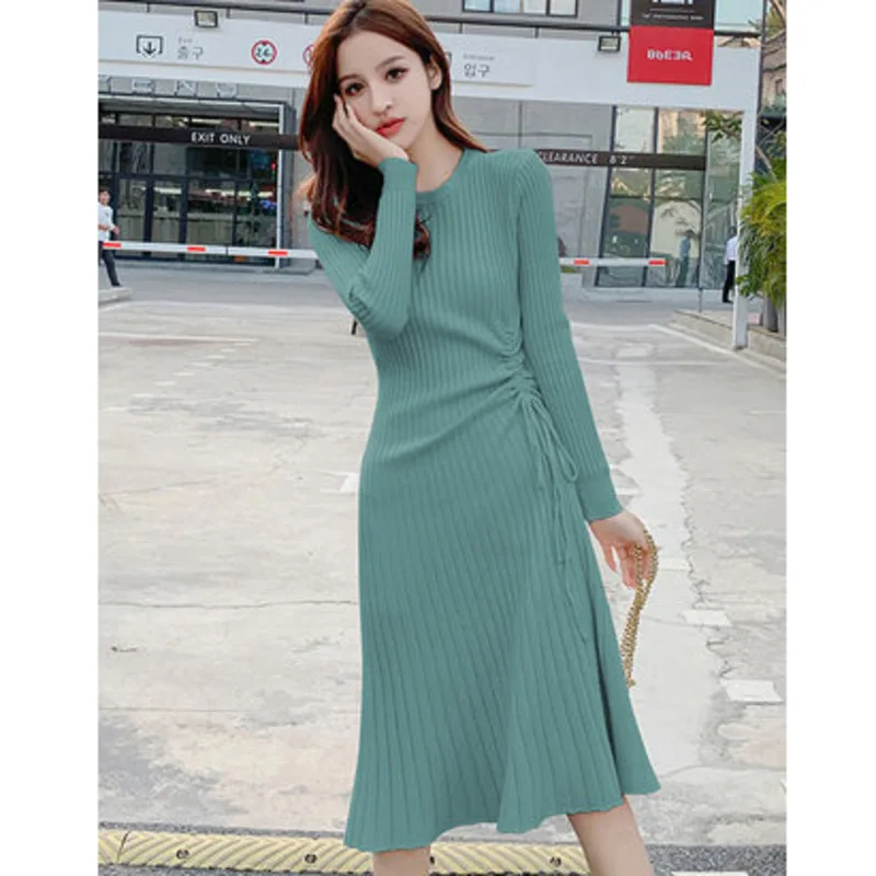 Autumn Winter Women's Sweater Dress Elegant Knit Drawstring Dress Women Slim Midi Dress Female Chic Knit Bottoming Dress
Autumn Winter Women's Sweater Dress Elegant Knit Drawstring Dress Women Slim Midi Dress Female Chic Knit Bottoming Dress