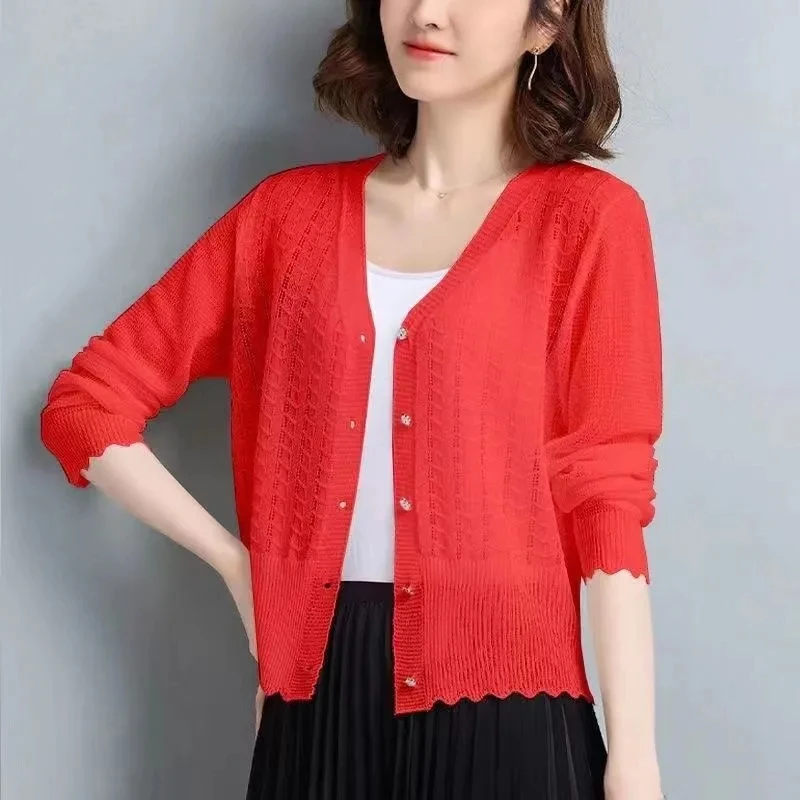 Women Short Cardigans Spring Summer Cashmere Blend Sweater V-Neck Cardigan Long Sleeve Jacket Coat Female Knitted Sweaters A1042
Women Short Cardigans Spring Summer Cashmere Blend Sweater V-Neck Cardigan Long Sleeve Jacket Coat Female Knitted Sweaters A1042