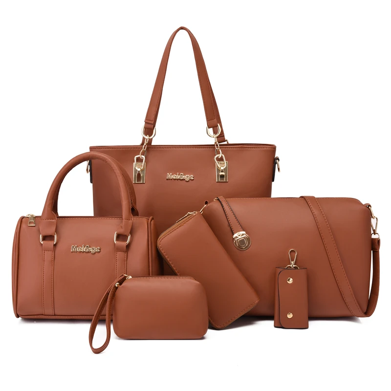 Six Piece Set Pu Leather Big Hand Bags for WomenLadies Shoulder Bag Letter Solid Color Luxury Women Wallet High Quality Handbags
Six Piece Set Pu Leather Big Hand Bags for WomenLadies Shoulder Bag Letter Solid Color Luxury Women Wallet High Quality Handbags