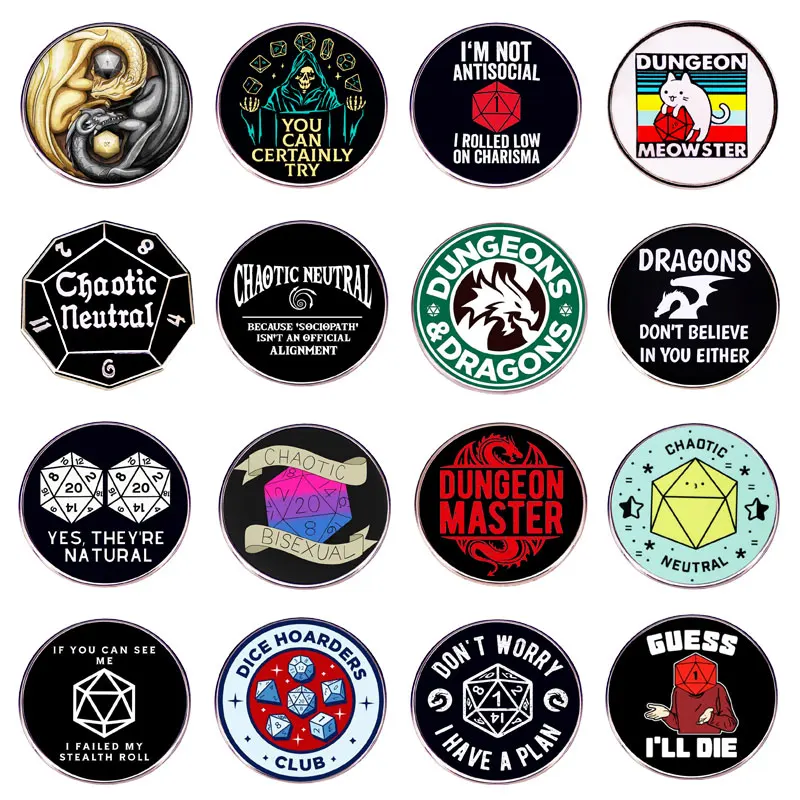 DND D20 Dice TRPG Tabletop RPG Pin Enamel Brooch Alloy Metal Lapel Badges Lapel Pins Brooches for Backpacks Jewelry Accessories 
DND D20 Dice TRPG Tabletop RPG Pin Enamel Brooch Alloy Metal Lapel Badges Lapel Pins Brooches for Backpacks Jewelry Accessories