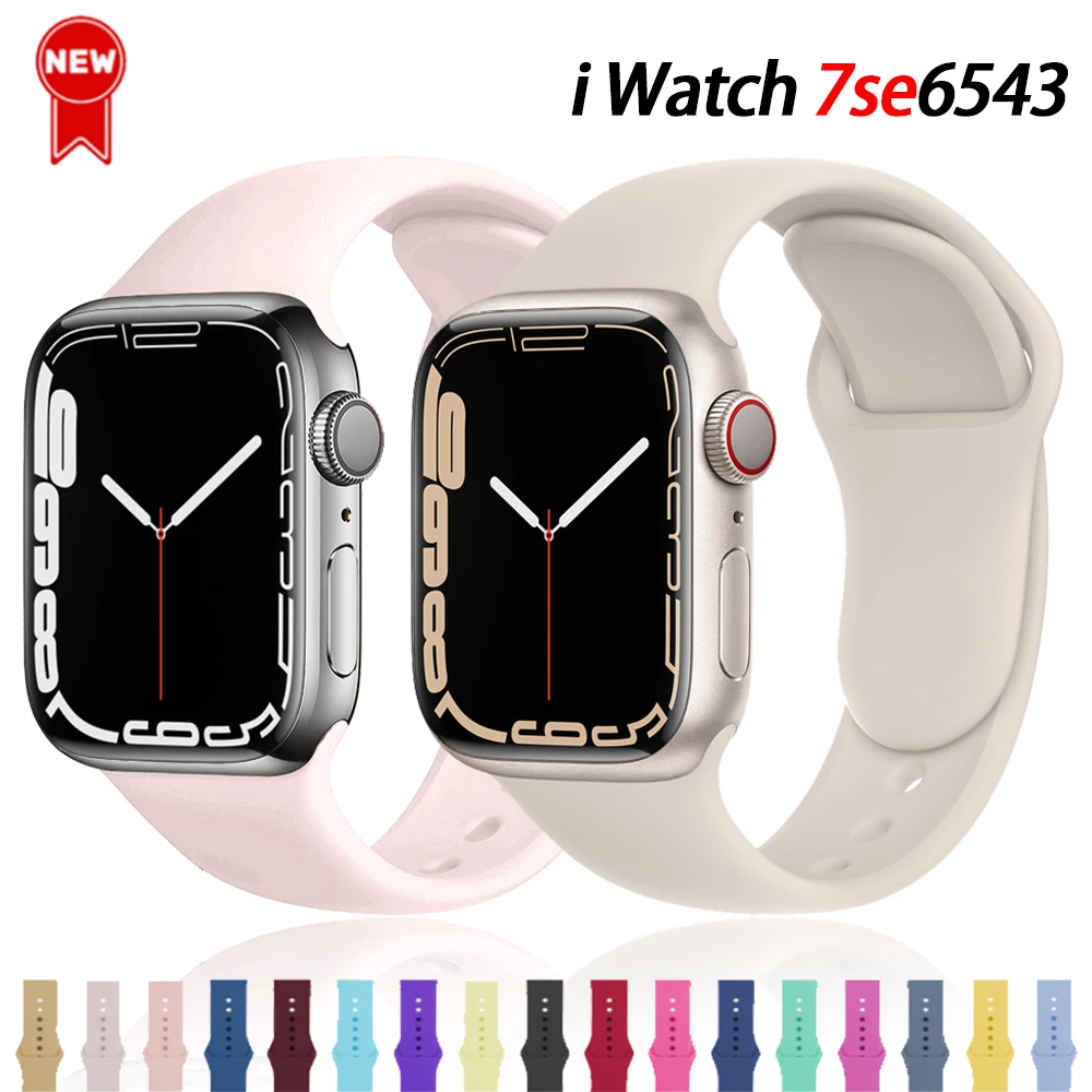 Ремешок спортивный из мягкого силикона для Apple Watch SE 7 Series 44 мм 40 мм, резиновый браслет для смарт-часов iWatch 654321 42 мм 38 мм 
Ремешок спортивный из мягкого силикона для Apple Watch SE 7 Series 44 мм 40 мм, резиновый браслет для смарт-часов iWatch 654321 42 мм 38 мм