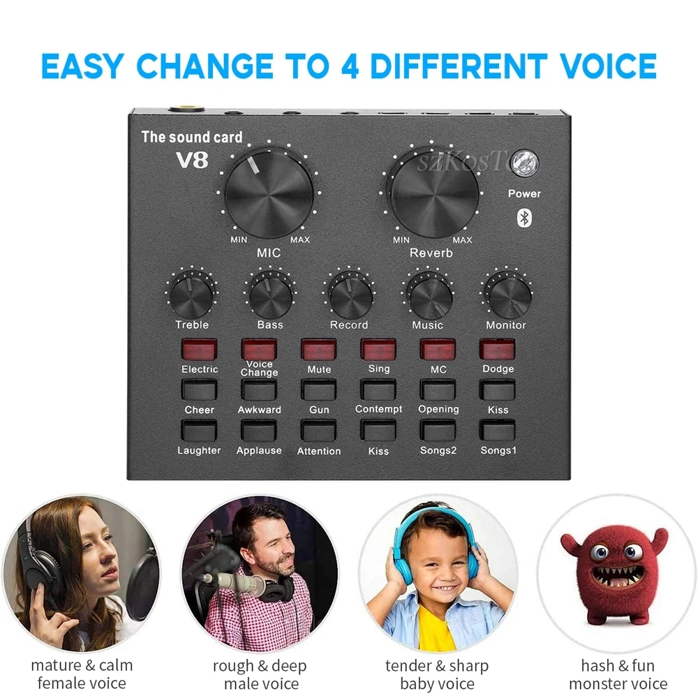 External V8 Audio USB Sound Card Webcast Personal Entertainment Streamer for Phone Computer Broadcast Headset Microphone Live
External V8 Audio USB Sound Card Webcast Personal Entertainment Streamer for Phone Computer Broadcast Headset Microphone Live
