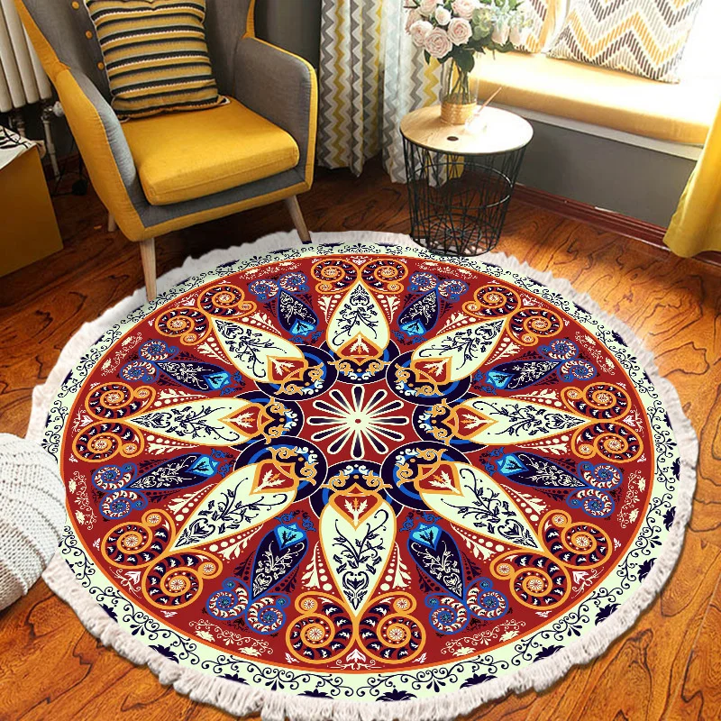 Retro Round Carpet With Tassel Boho Bedroom Fitting Living Room Door Floor Mat Woven Cotton Linen Bedside Persian Rug Home Decor
Retro Round Carpet With Tassel Boho Bedroom Fitting Living Room Door Floor Mat Woven Cotton Linen Bedside Persian Rug Home Decor