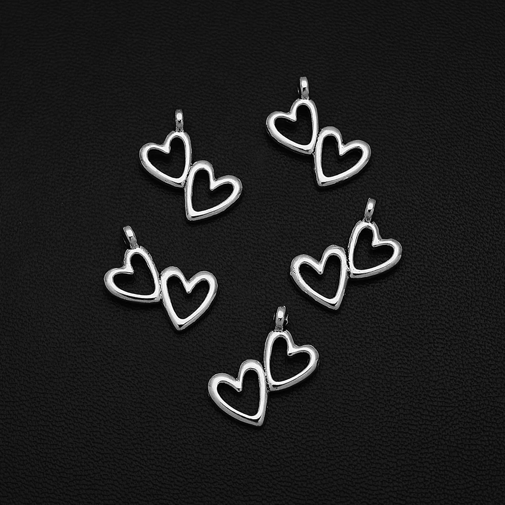 20pcs/Lots 15x19mm Antique Silver Plated Heart Double Charms Hollow Love Pendant For Diy Bracelet Designer Wholesale Accessorie
20pcs/Lots 15x19mm Antique Silver Plated Heart Double Charms Hollow Love Pendant For Diy Bracelet Designer Wholesale Accessorie