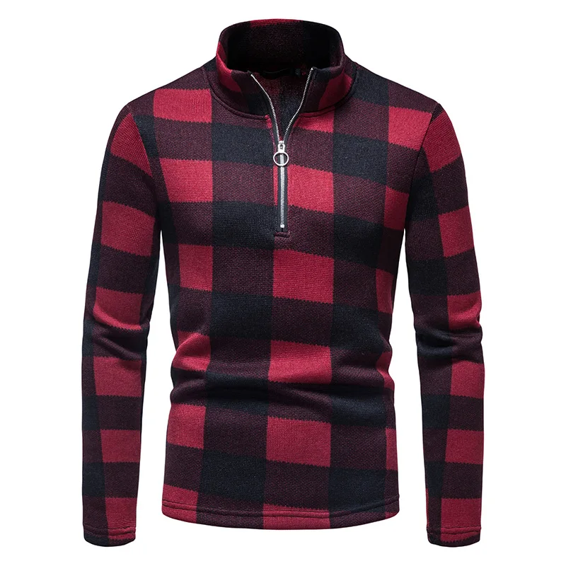 Men's Fashion Stand Collar Half Zipper Plaid Knit Sweater Spring Autumn Harajuku Pullover Casual Bottoming Shirt Man Clothes
Men's Fashion Stand Collar Half Zipper Plaid Knit Sweater Spring Autumn Harajuku Pullover Casual Bottoming Shirt Man Clothes