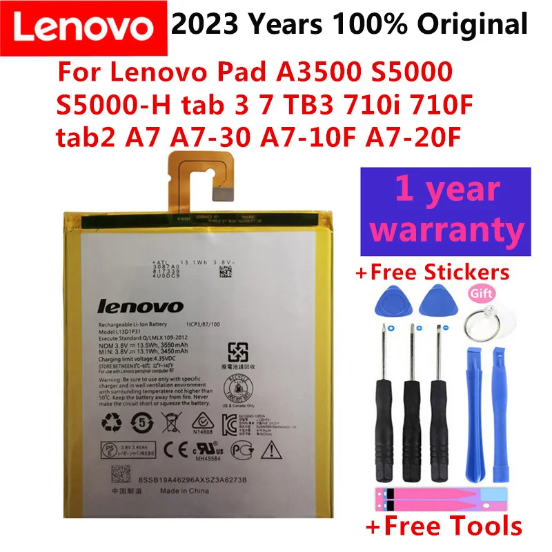 New battery for Lenovo LePad S5000 S5000H Pad A3500 Tablet PC L13D1P31 tab 2 A7-30 Battery 3450-3550mAh + tracking number
New battery for Lenovo LePad S5000 S5000H Pad A3500 Tablet PC L13D1P31 tab 2 A7-30 Battery 3450-3550mAh + tracking number