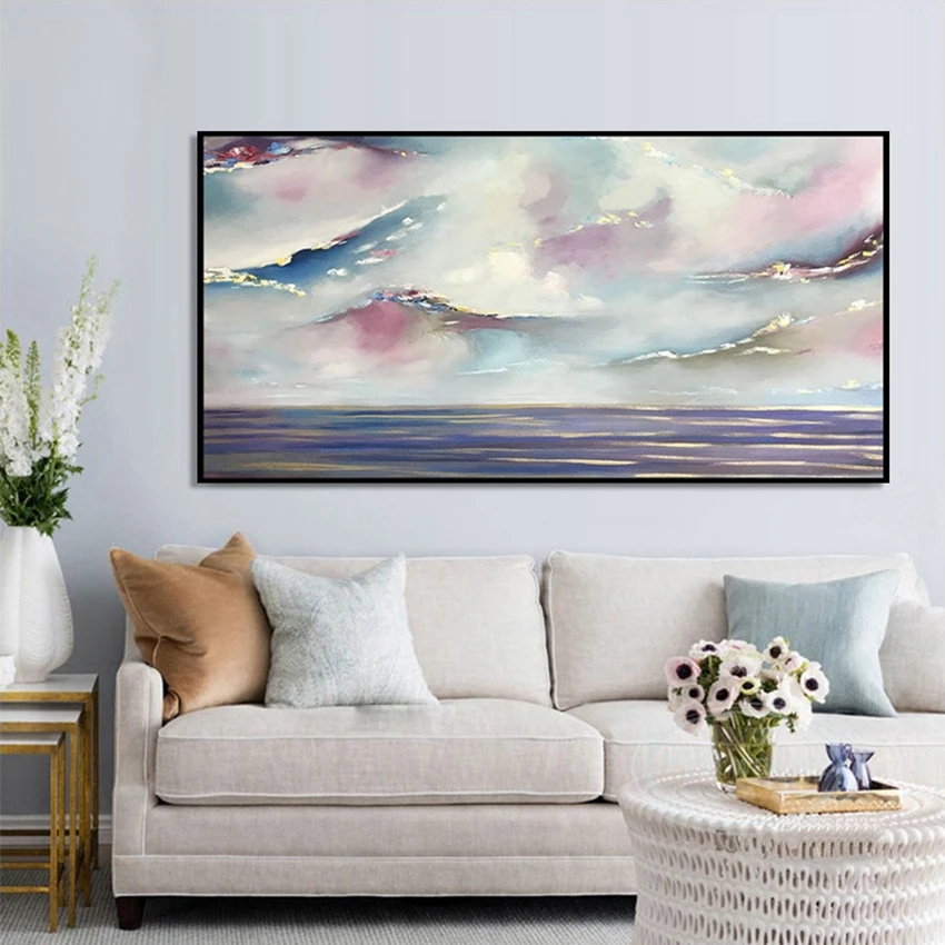 

Nordic Modern Abstract Colorful Sky Landscape Wall Art Picture For Home Decor Hand Drawn Oil Painting On Canvas For Living Room