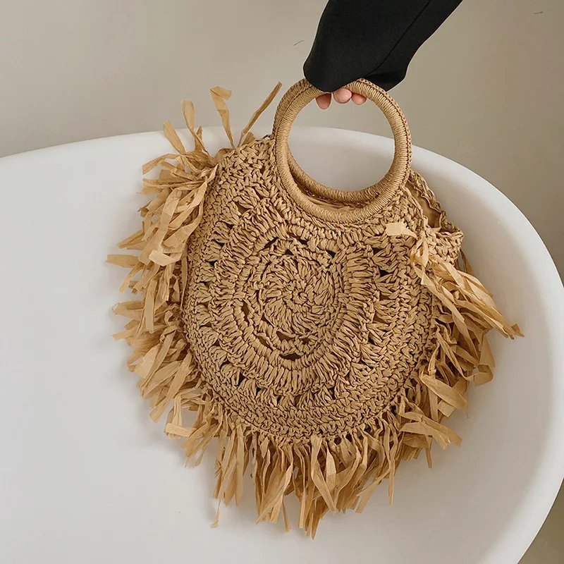Bohemian Paper Rope Woven Bags for Women 2022 Fashion Tassel Round Straw Women Handbags Hollow Beach Bag Tote Circular Clutch
Bohemian Paper Rope Woven Bags for Women 2022 Fashion Tassel Round Straw Women Handbags Hollow Beach Bag Tote Circular Clutch