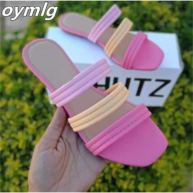 2022 summer new square head flat bottom simple color matching beach slippers women's large size sandals
2022 summer new square head flat bottom simple color matching beach slippers women's large size sandals