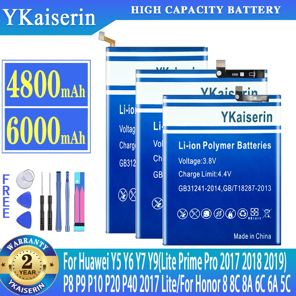 YKaiserin Battery For Huawei Y5 Y6 Y7 Y9(Lite Prime Pro 2017 2018 2019) P8 2017 P9 P10 P20 P40 Lite For Honor 8 8C 8A 6C 6A 5C
YKaiserin Battery For Huawei Y5 Y6 Y7 Y9(Lite Prime Pro 2017 2018 2019) P8 2017 P9 P10 P20 P40 Lite For Honor 8 8C 8A 6C 6A 5C