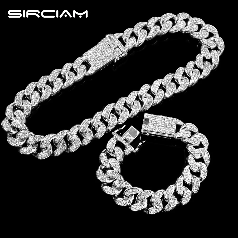 Hip Hop 1set 20MM Miami Curb Cuban Chain Necklace For Men Women Full Rhinestones Paved Cuban Link Bracelet Necklaces Jewelry New
Hip Hop 1set 20MM Miami Curb Cuban Chain Necklace For Men Women Full Rhinestones Paved Cuban Link Bracelet Necklaces Jewelry New