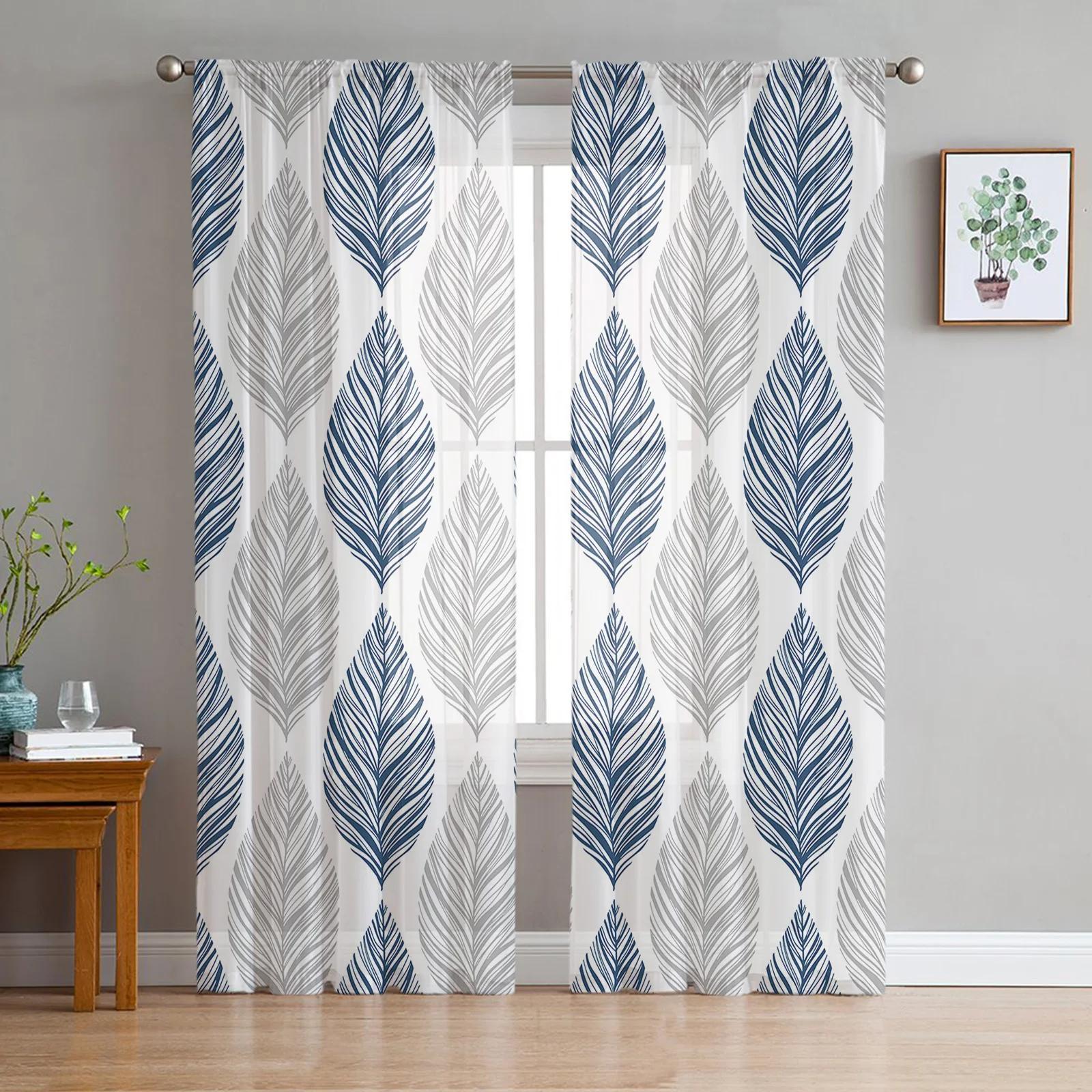 Navy Blue Grey Leaf Texture Tulle Curtains for Living Room Chiffon Voile Sheer Window Curtain for Bedroom
Navy Blue Grey Leaf Texture Tulle Curtains for Living Room Chiffon Voile Sheer Window Curtain for Bedroom