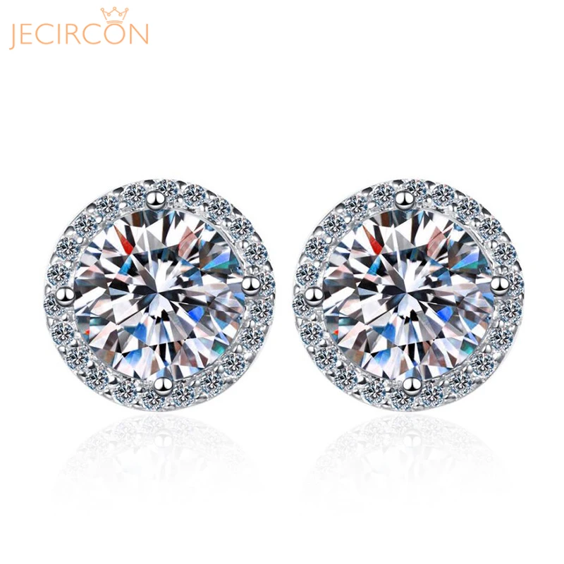 JECIRCON 925 Sterling Silver Moissanite Earrings Classic 4 Prongs Round Cut 1 Carat Diamond Simple Studs Jewelry for Women/Men
JECIRCON 925 Sterling Silver Moissanite Earrings Classic 4 Prongs Round Cut 1 Carat Diamond Simple Studs Jewelry for Women/Men