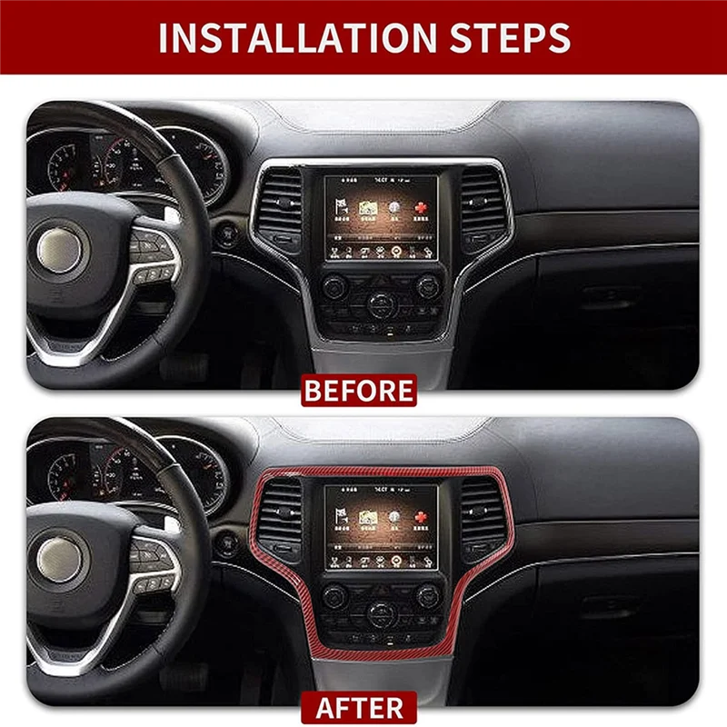 

Центральное управление навигационная рамка Крышка отделка для 2014-2020 Jeep Grand Cherokee аксессуары, ABS красное углеродное волокно