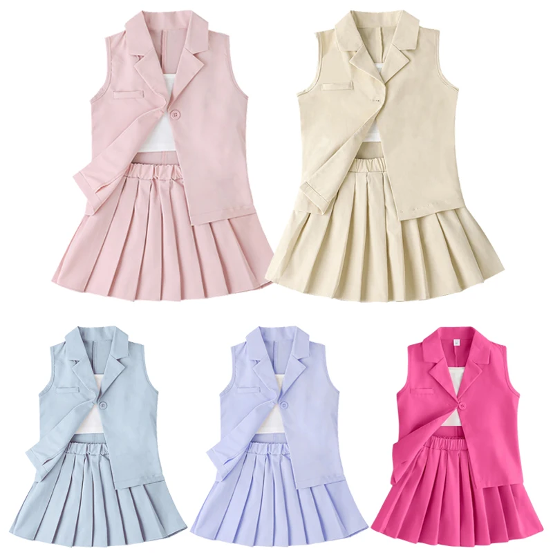 3-7Y Kids Clothes Girls Outfit Skirt Sets Summer V-neck Sleeveless Jacket +Crop Vest Top+Pleated Skirts 3pcs Sets Fashion Suit
3-7Y Kids Clothes Girls Outfit Skirt Sets Summer V-neck Sleeveless Jacket +Crop Vest Top+Pleated Skirts 3pcs Sets Fashion Suit