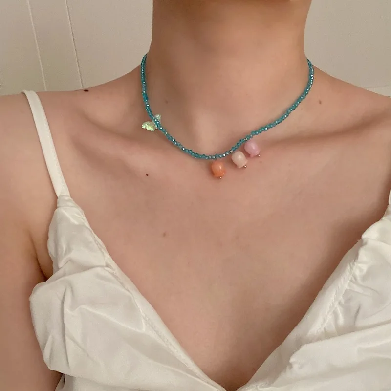 Retro Color Flower Tassel Choker Necklace for Women Cute Beaded Clavicle Chain Necklace Jewelry Wedding Gift
Retro Color Flower Tassel Choker Necklace for Women Cute Beaded Clavicle Chain Necklace Jewelry Wedding Gift