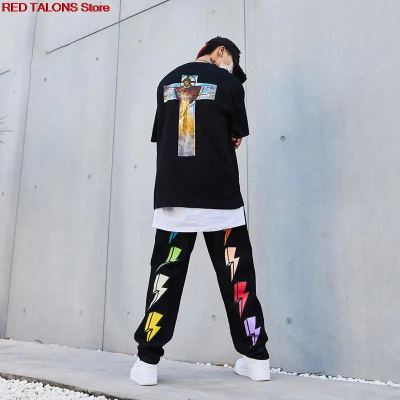 High street Denim Pants American Fashion Street Lightning Printed Black Straight Leg Loose Hip Hop Drop Style Wide Leg Pants Y2K
High street Denim Pants American Fashion Street Lightning Printed Black Straight Leg Loose Hip Hop Drop Style Wide Leg Pants Y2K