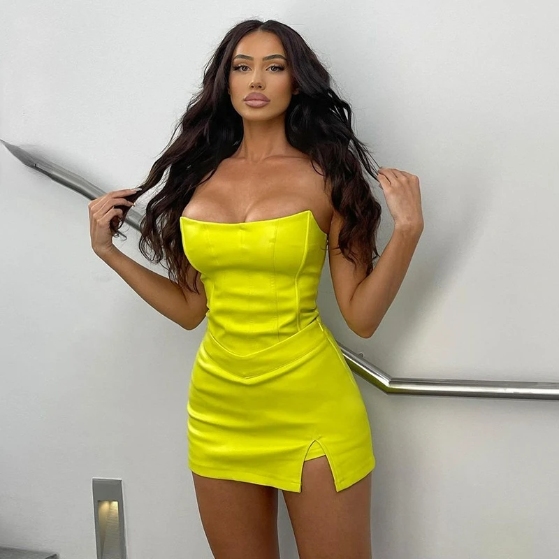 Solid Pu Leather Tube Top Mini Skirt Set Women Sexy Streetwear Chic Skinny Hot Girl Nightclub Party Clothes Summer Dress
Solid Pu Leather Tube Top Mini Skirt Set Women Sexy Streetwear Chic Skinny Hot Girl Nightclub Party Clothes Summer Dress