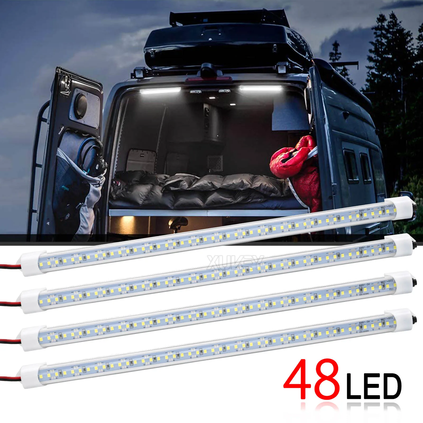 48LED Bar Car Interior Light Lamp Strip Bar On/Off Switch for Van Lorry Camper Caravan Camping Boat Cargo Cabin Lighting Upgrade
48LED Bar Car Interior Light Lamp Strip Bar On/Off Switch for Van Lorry Camper Caravan Camping Boat Cargo Cabin Lighting Upgrade