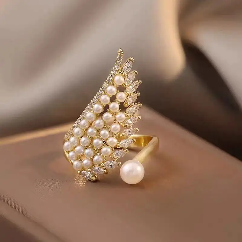 Korean New Luxurious Pearl Zircon Open Adjustable Ring Unusual Jewelry Great Gift for Elegant Women
Korean New Luxurious Pearl Zircon Open Adjustable Ring Unusual Jewelry Great Gift for Elegant Women