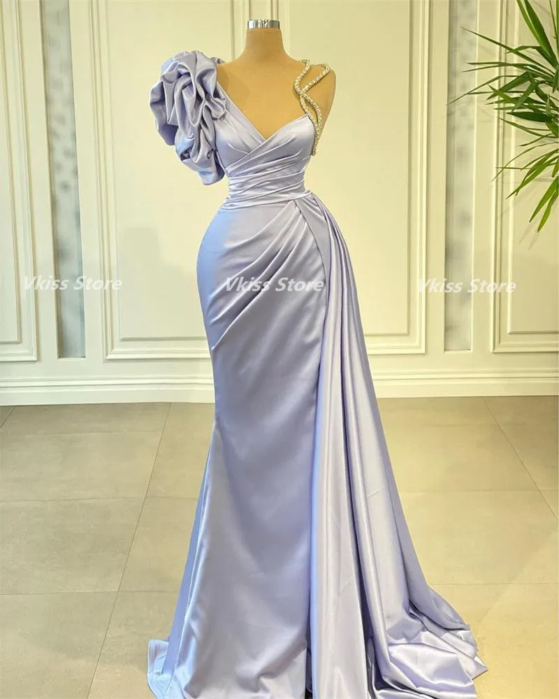 Lavender One Shoulder Mermaid Prom Dresses Side Split V Neck Ruffles Evening Dress New Beaded Floor Length Celebrity Party Gown
Lavender One Shoulder Mermaid Prom Dresses Side Split V Neck Ruffles Evening Dress New Beaded Floor Length Celebrity Party Gown