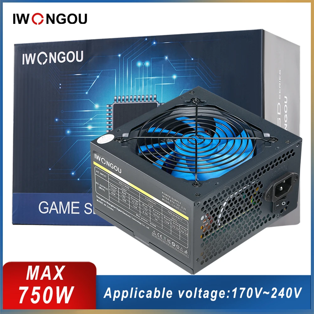 

Power Supply For PC 750 Watt 24pin 12v Active PFC Atx Rated 500w Max 750w Source GAMESD850 PSU fonte 500w IWONGOU