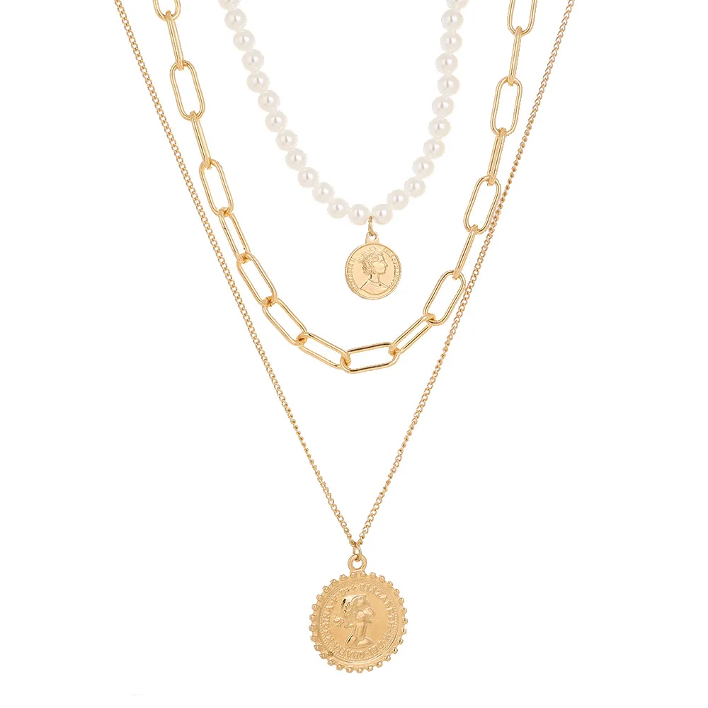 Vintage Round Coin Crystal Pearl Pendant Necklaces Clavicle Pearl Chain Layered Women Statement Necklace Trend Collar Jewelry
Vintage Round Coin Crystal Pearl Pendant Necklaces Clavicle Pearl Chain Layered Women Statement Necklace Trend Collar Jewelry