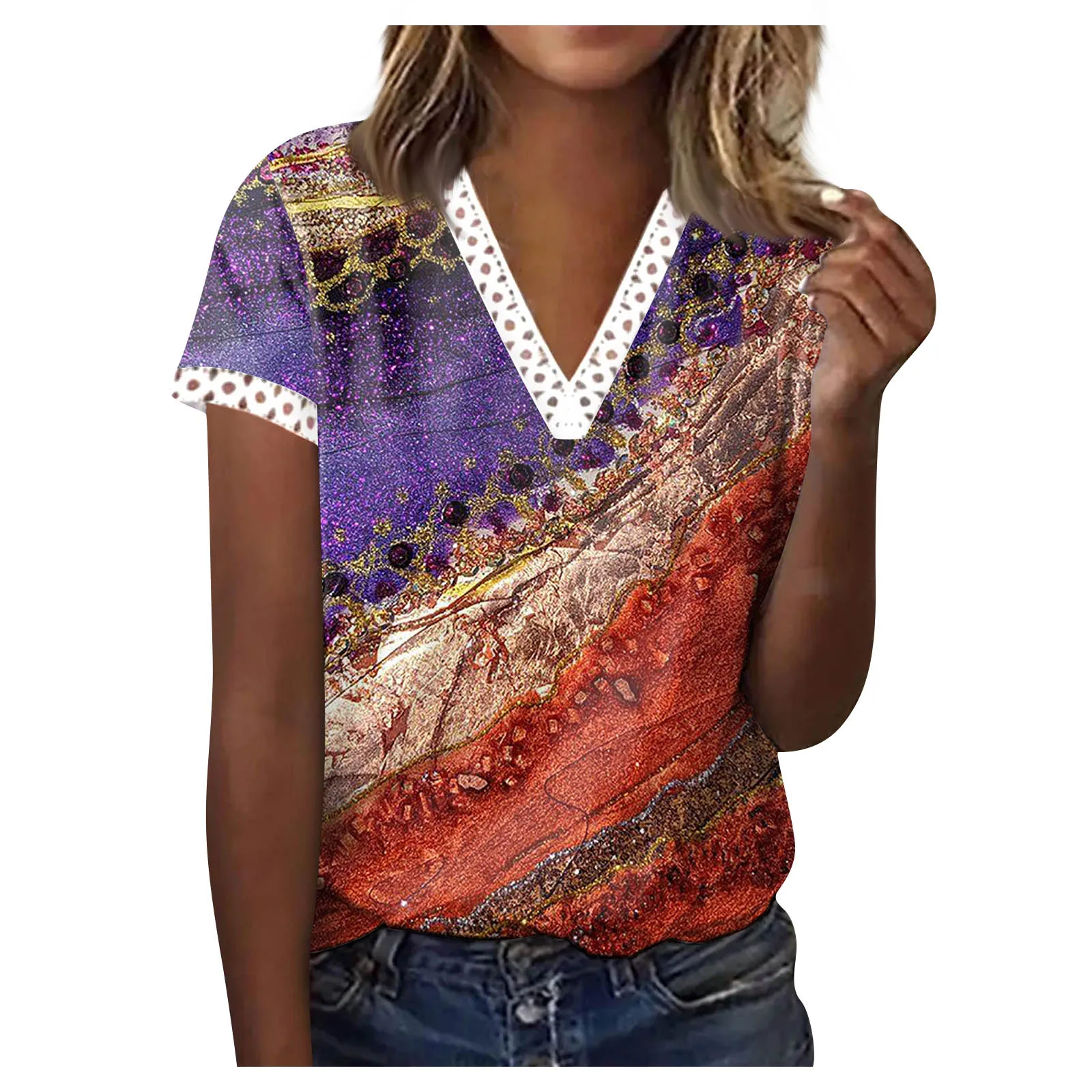 2023 New Fashion Women T-Shirt V Neck Sexy Short Sleeve Lace Patchwork Flower Print T Shirt Women Summer Loose Tee Tops
2023 New Fashion Women T-Shirt V Neck Sexy Short Sleeve Lace Patchwork Flower Print T Shirt Women Summer Loose Tee Tops