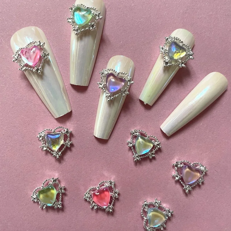 10pcs Hollow Love Heart Nail Art Charms 3D Silver Base Alloy Jewelry Nail Decorations DIY AB Crystal Rhinestone Nail Accessories
10pcs Hollow Love Heart Nail Art Charms 3D Silver Base Alloy Jewelry Nail Decorations DIY AB Crystal Rhinestone Nail Accessories