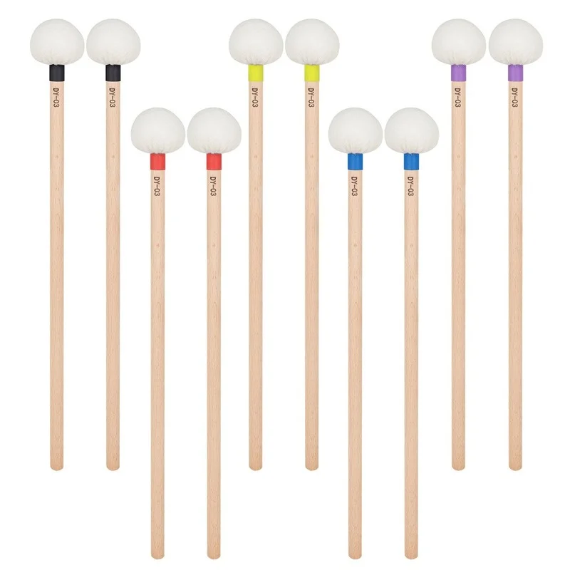 

Wood White Felt Head Timpani Sticks Maple Drumsticks Army Drum Drum Hammers Drumsticks Percussion Accessories