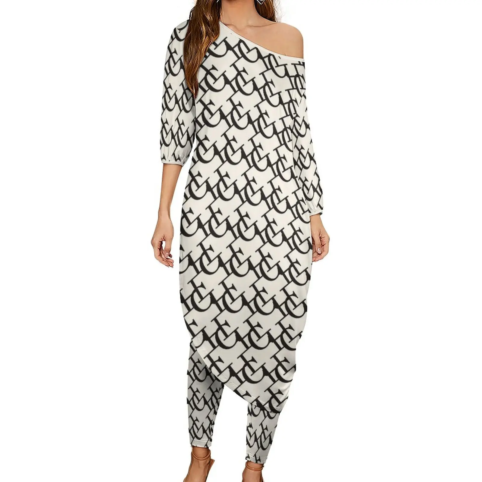 2023 New Women Pantsuirs T-Shirt Dress Plus Size Oblique Shoulder Design Irregular Skirt Hem Long Robe Half Sleeves Shirt Sets
2023 New Women Pantsuirs T-Shirt Dress Plus Size Oblique Shoulder Design Irregular Skirt Hem Long Robe Half Sleeves Shirt Sets